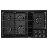 Jenn-Air - 36'' Gas Downdraft Cktp, Brass Brnrs, Black - Black