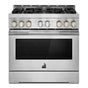 Jenn-Air - 36'' Pro-Range Gas, Rise Style, 3-20K, 2-15K, 5K, Dual Fan Multi-Mode True Convection