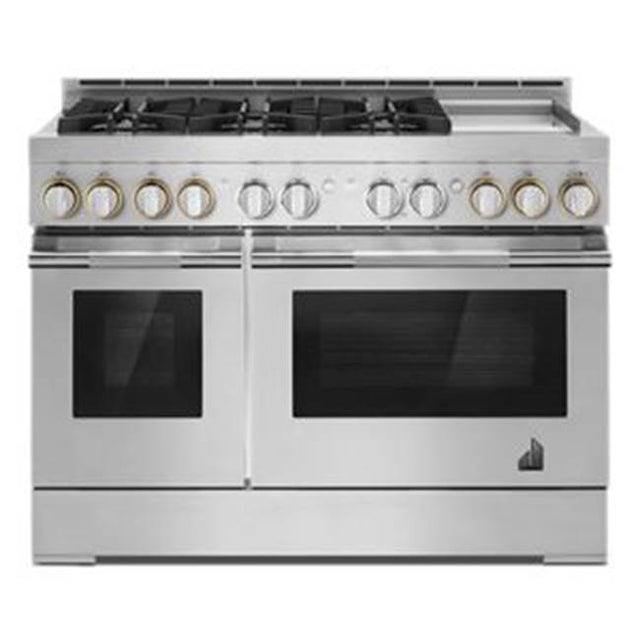 Jenn-Air - 48'' Pro-Range Gas, Noir Style, Griddle, 3-20K, 2-15K, 5K, Dual Fan Multi-Mode True Convection