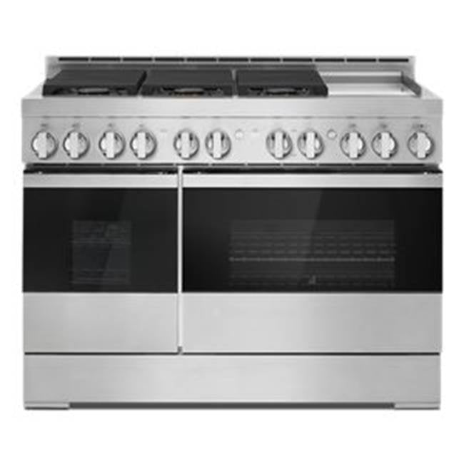 Jenn-Air - 48'' Pro-Range Gas, Noir Style, Griddle, 3-20K, 2-15K, 5K, Dual Fan Multi -Mode True Convection