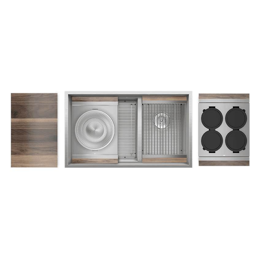 Home Refinements by Julien - Smartstation Kit, Undermount Sink, Walnut Acc, Dbl L18X18X10 R12X18X10