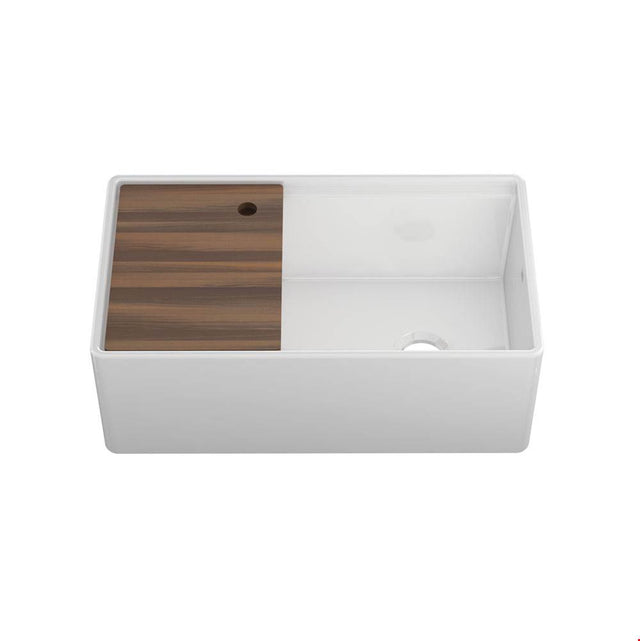 Home Refinements by Julien - Fira Sink W/ Ledge Under. Reversible Apron, White, Single 33X19X11-1/2