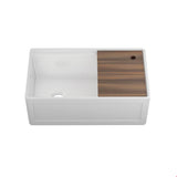 Fira Sink W/ Ledge Under. Reversible Apron, White, Single 33X19X11-1/2