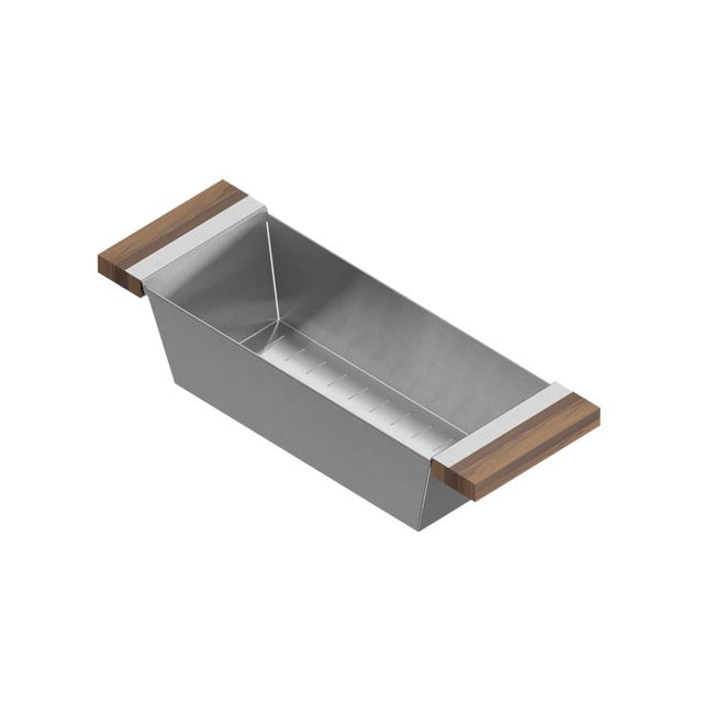 Home Refinements by Julien - Colander For 17In Sink, Walnut Handles, 6X18X4-1/4