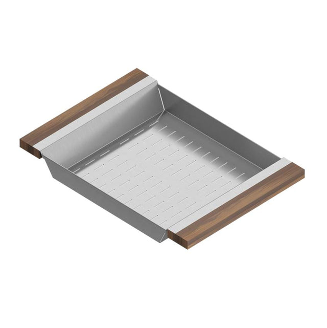 Home Refinements by Julien - Colander For 16In Sink, Walnut Handles, 12X17X2-1/4