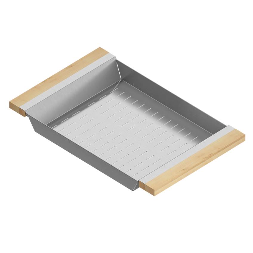 Home Refinements by Julien - Colander For 18In Sink, Maple Handles, 12X19X2-1/4