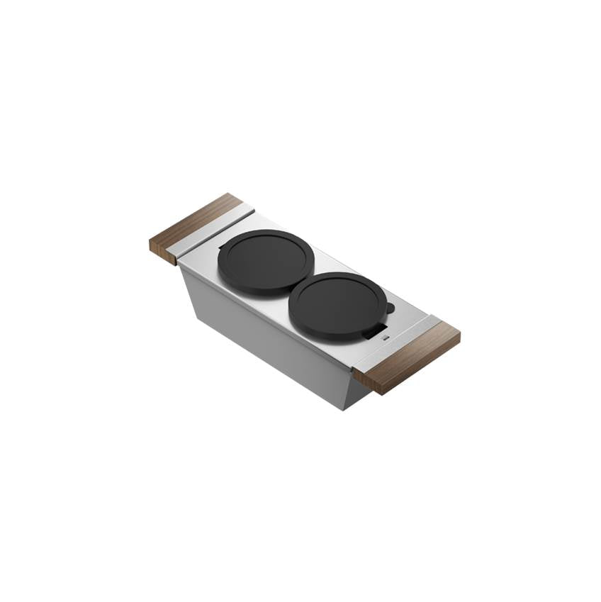 Home Refinements by Julien - Serving Bin With Bowls (2) For 16In Sink, Walnut Handles, 6X17X4