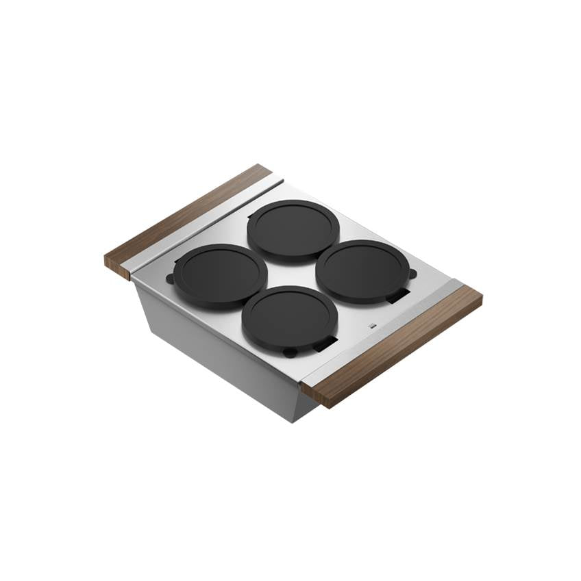 Home Refinements by Julien - Serving Bin With Bowls (4) For 16In Sink, Walnut Handles, 12X17X4