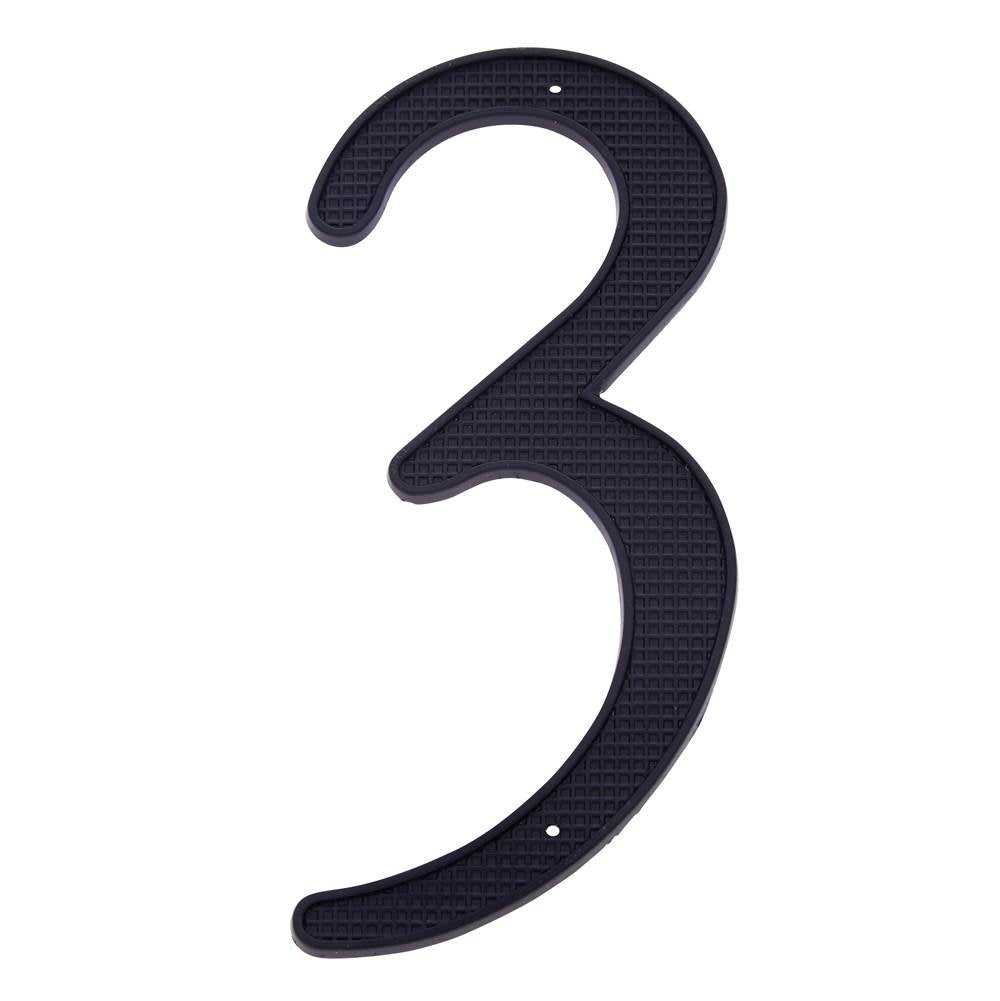 JVJ Hardware - 4'' Black Finish Zinc Alloy House Number ''3'', Composition Zamac - Black