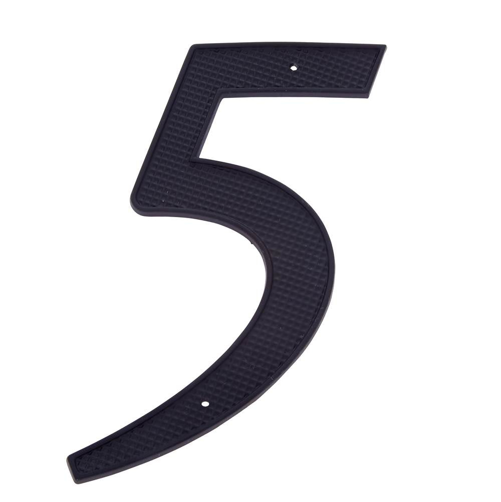 JVJ Hardware - 4'' Black Finish Zinc Alloy House Number ''5'', Composition Zamac - Black