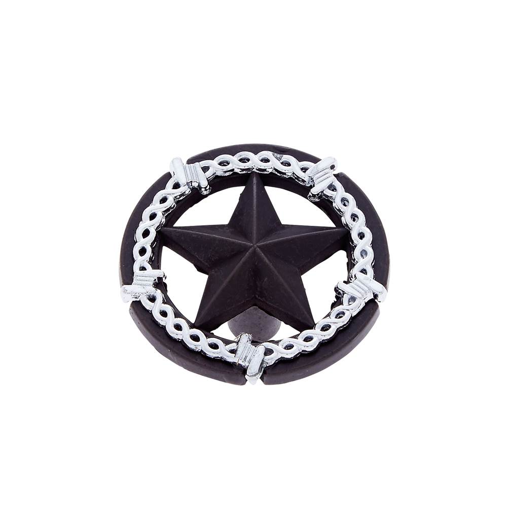 JVJ Hardware - Lone Star Collection Oil Rubbed Bronze & Silver Finish 1-1/2'' Ornamental Star Knob, Composition Zamac - Oil Rubbed Bronze