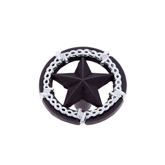 JVJ Hardware - Lone Star Collection Oil Rubbed Bronze & Silver Finish 1-1/2'' Ornamental Star Knob, Composition Zamac - Oil Rubbed Bronze