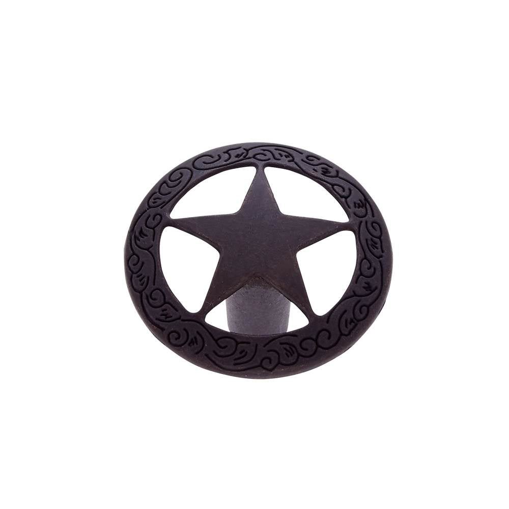 JVJ Hardware - Lone Star Collection Oil Rubbed Bronze Finish 1-7/16'' Medium Star Knob with Braided Edge, Composition Zamac - Oil Rubbed Bronze