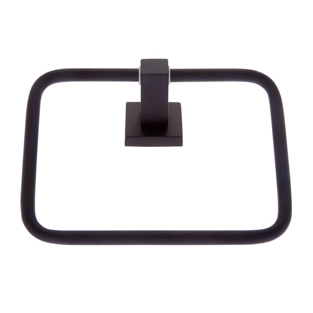 JVJ Hardware - Milan Series Matte Black Finish Squared Towel Ring, Composition Zinc & Stainless Steel - Matte Black