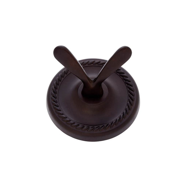 JVJ Hardware - Prestige Series Oil Rubbed Bronze Finish Double Robe Hook C/S, Composition Solid Brass - Oil Rubbed Bronze