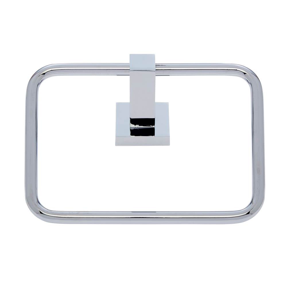 JVJ Hardware - Milan Series Polished Chrome Finish Squared Towel Ring, Composition Zinc & Stainless Steel - Polished Chrome