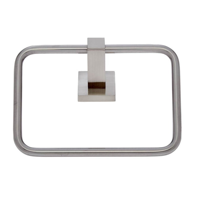 JVJ Hardware - Milan Series Satin Nickel Finish Squared Towel Ring, Composition Zinc & Stainless Steel - Satin Nickel