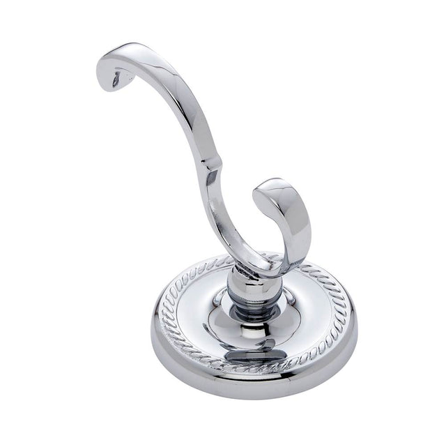 JVJ Hardware - Prestige Series Polished Chrome Finish Deco Robe Hook C/S, Composition Solid Brass - Polished Chrome