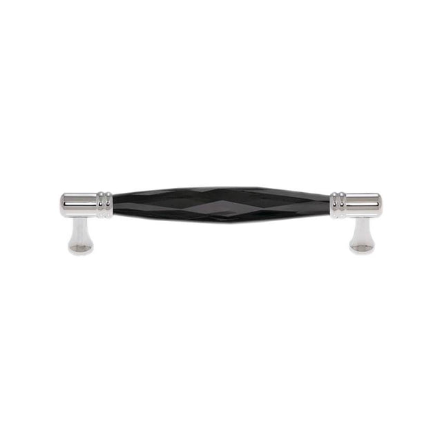 JVJ Hardware - Pure Elegance Collection Polished Chrome Finish 128 mm c/c Faceted 31 percent Leaded Smoked Crystal Pull, Composition Leaded Crystal and Solid Brass - Polished Chrome