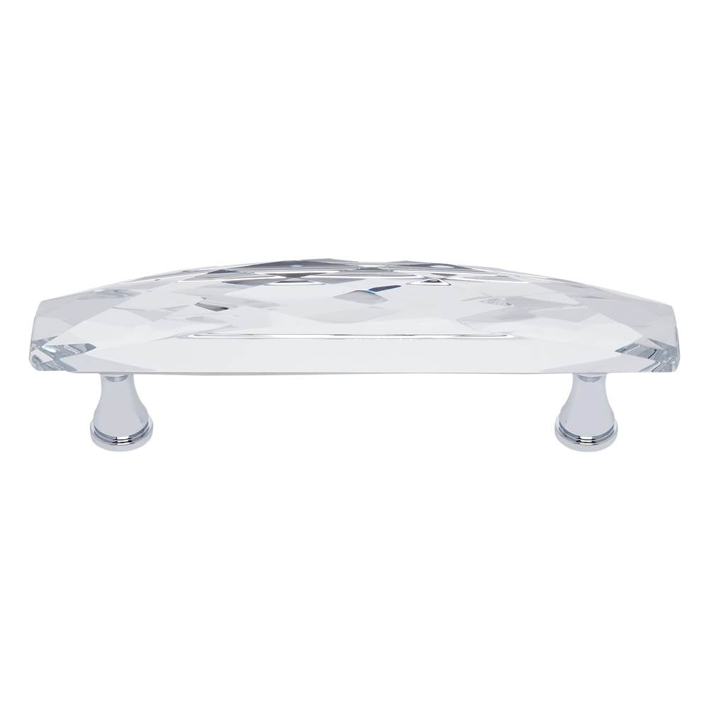 JVJ Hardware - Pure Elegance Collection Polished Chrome Finish 96 mm c/c Wide 31 percent Leaded  Crystal Pull, Composition Leaded Crystal and Solid Brass - Polished Chrome