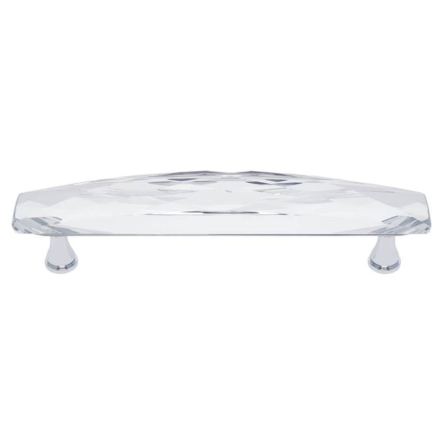 JVJ Hardware - Pure Elegance Collection Polished Chrome Finish 128 mm c/c Wide 31 percent Leaded  Crystal Pull, Composition Leaded Crystal and Solid Brass - Satin Nickel