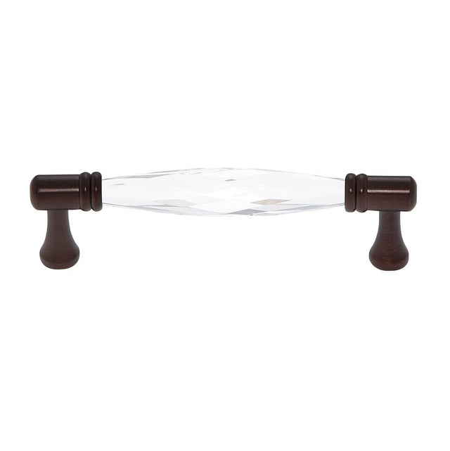 JVJ Hardware - Pure Elegance Collection Old World Bronze Finish 96 mm c/c Faceted 31 percent Leaded Crystal Pull, Composition Leaded Crystal and Solid Brass - Old World Bronze