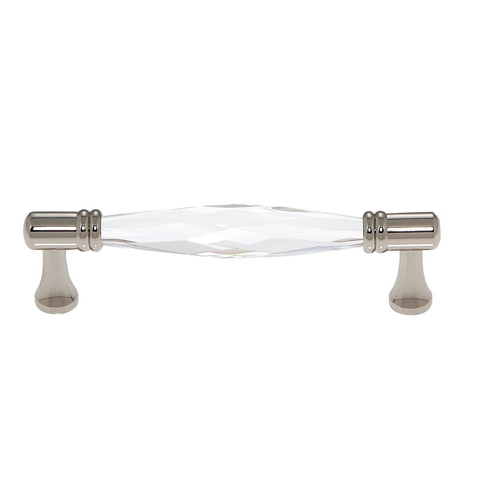 JVJ Hardware - Pure Elegance Collection Polished Nickel Finish 96 mm c/c Faceted 31 percent Leaded Crystal Pull, Composition Leaded Crystal and Solid Brass - Polished Nickel