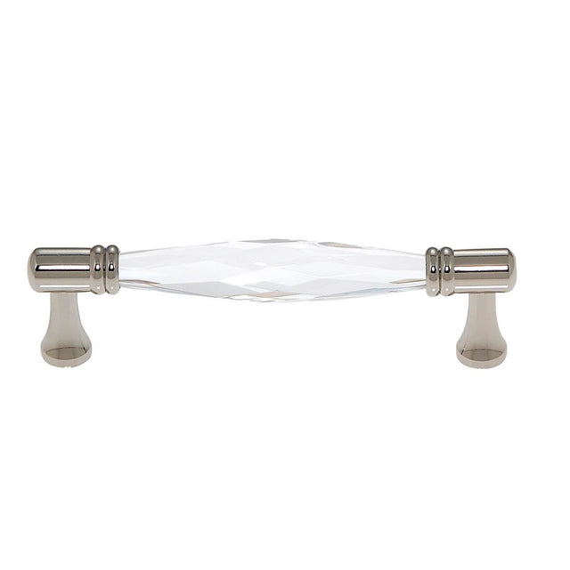 JVJ Hardware - Pure Elegance Collection Polished Nickel Finish 96 mm c/c Faceted 31 percent Leaded Crystal Pull, Composition Leaded Crystal and Solid Brass - Polished Nickel