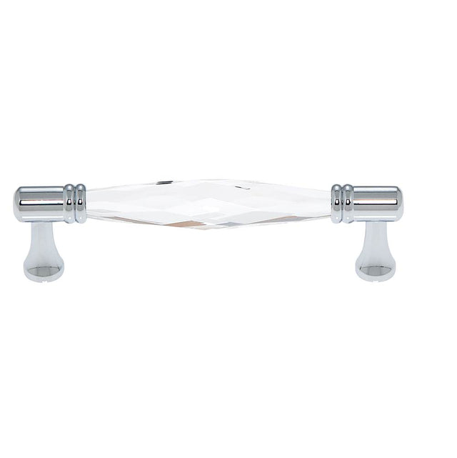 JVJ Hardware - Pure Elegance Collection Polished Chrome Finish 96 mm c/c Faceted 31 percent Leaded Crystal Pull, Composition Leaded Crystal and Solid Brass - Polished Chrome