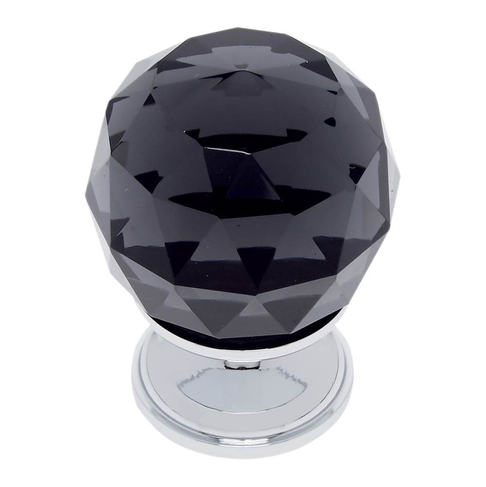 JVJ Hardware - Pure Elegance Collection Polished Chrome Finish 30 mm (1-3/16'') Round Faceted 31 percent Leaded Smoked Crystal Knob - Polished Chrome