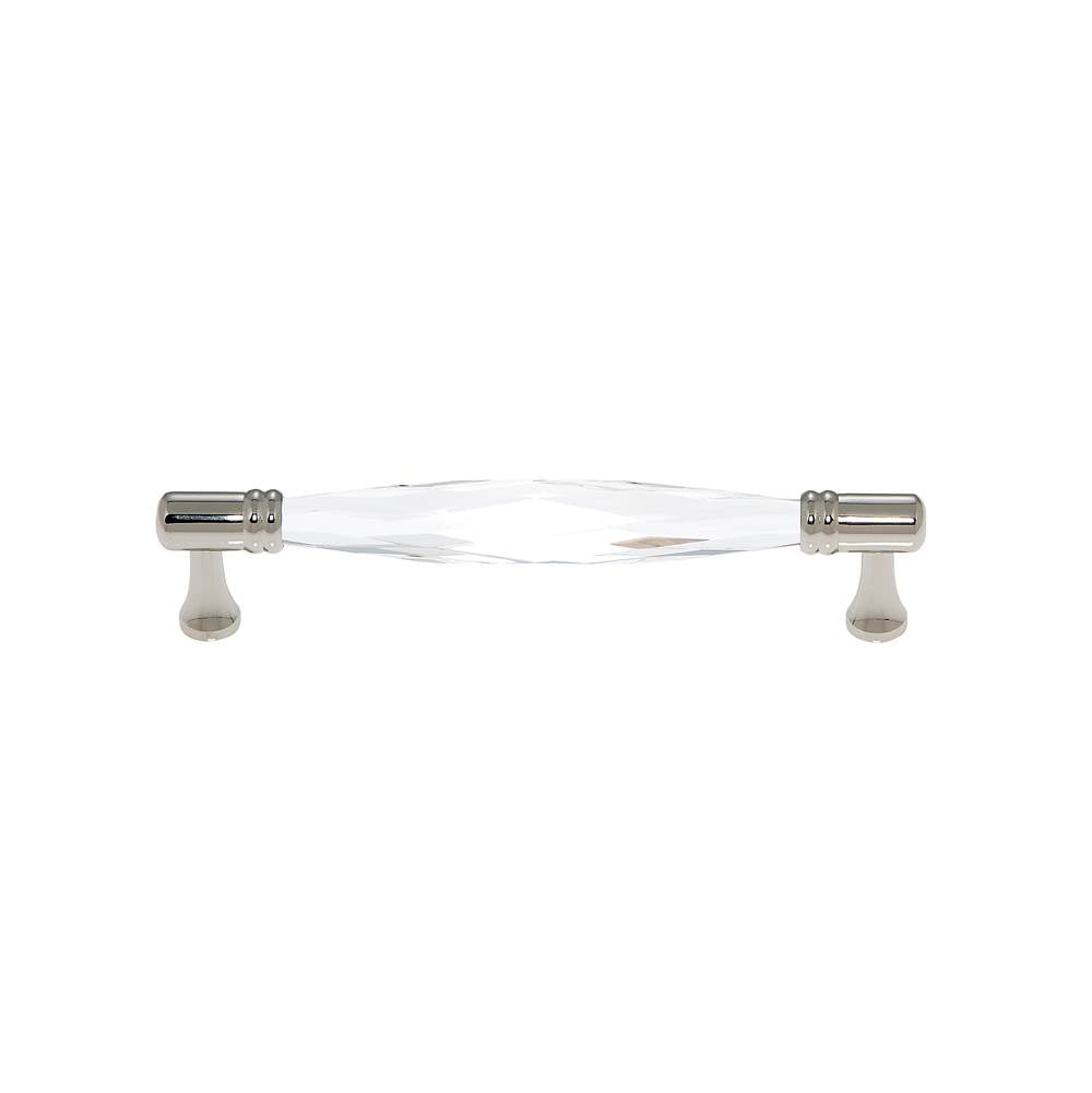 JVJ Hardware - Pure Elegance Collection Polished Nickel Finish 128 mm c/c Faceted 31 percent Leaded Crystal Pull, Composition Leaded Crystal and Solid Brass - Polished Nickel