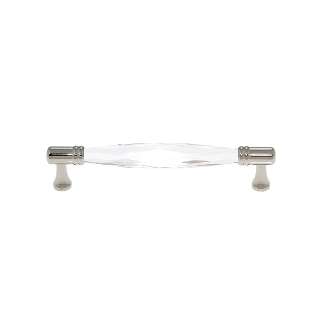 JVJ Hardware - Pure Elegance Collection Polished Nickel Finish 128 mm c/c Faceted 31 percent Leaded Crystal Pull, Composition Leaded Crystal and Solid Brass - Polished Nickel