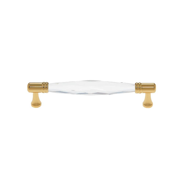 JVJ Hardware - Pure Elegance Collection 24K Gold Plated Finish 128 mm c/c Faceted 31 percent Leaded Crystal Pull, Composition Leaded Crystal and Solid Brass - 24k Gold