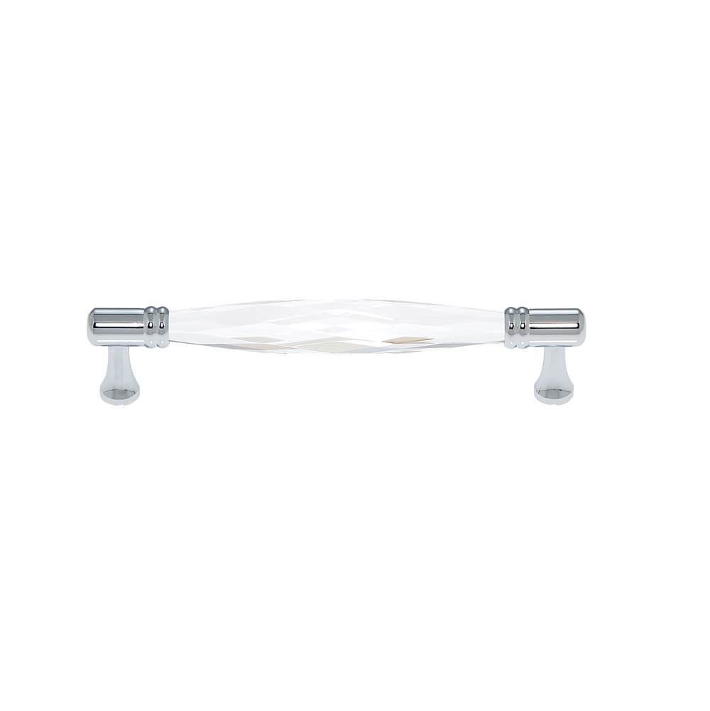 JVJ Hardware - Pure Elegance Collection Polished Chrome Finish 128 mm c/c Faceted 31 percent Leaded Crystal Pull, Composition Leaded Crystal and Solid Brass - Polished Chrome