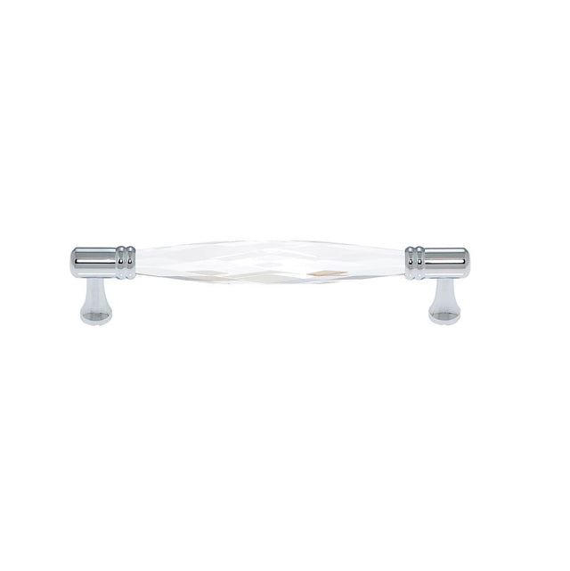 JVJ Hardware - Pure Elegance Collection Polished Chrome Finish 128 mm c/c Faceted 31 percent Leaded Crystal Pull, Composition Leaded Crystal and Solid Brass - Polished Chrome
