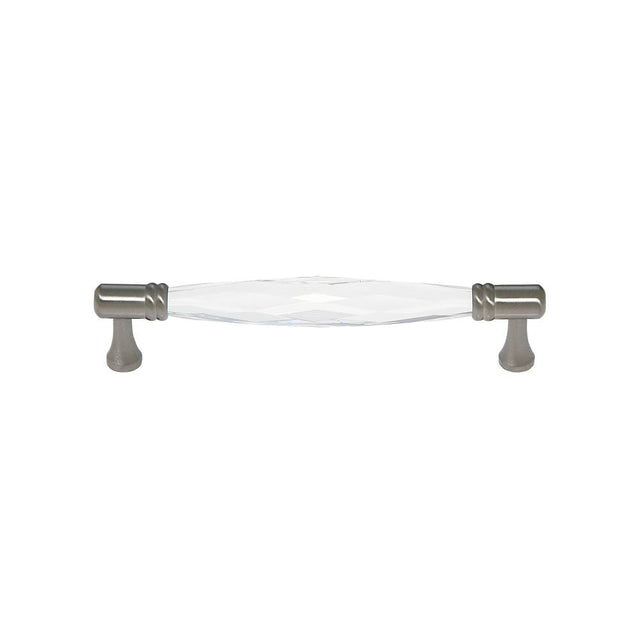 JVJ Hardware - Pure Elegance Collection Satin Nickel Finish 128 mm c/c Faceted 31 percent Leaded Crystal Pull, Composition Leaded Crystal and Solid Brass - Satin Nickel