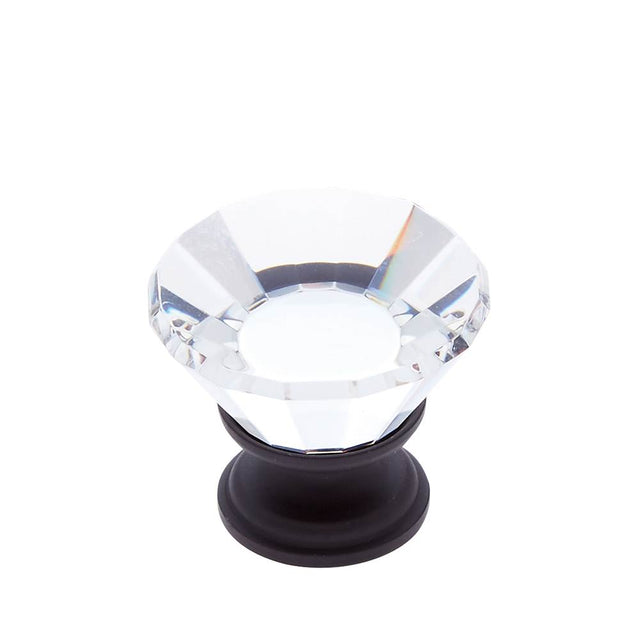 JVJ Hardware - Pure Elegance Collection Oil Rubbed Bronze Finish 30 mm (1-3/16'') Flat Top 31 percent Leaded Crystal Knob - Oil Rubbed Bronze