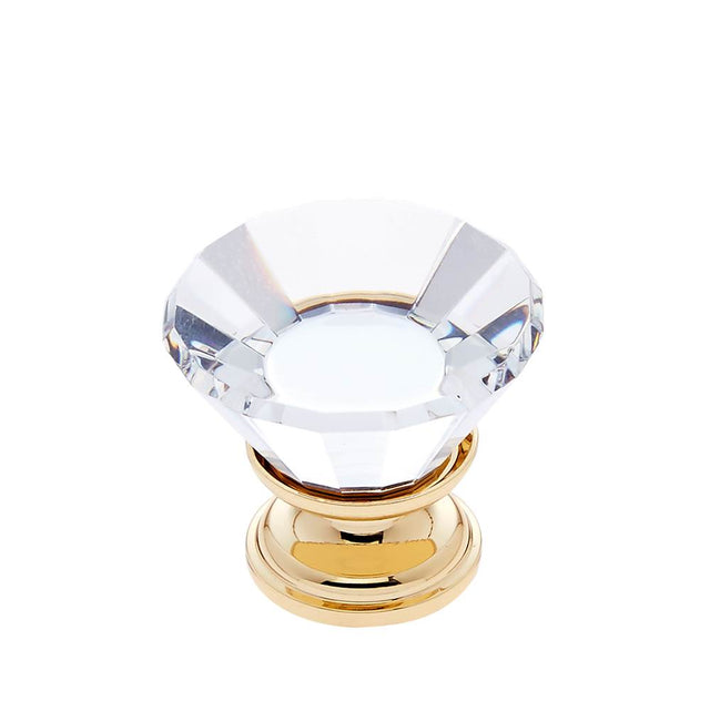 JVJ Hardware - Pure Elegance Collection 24K Gold Plated Finish 30 mm (1-3/16'') Flat Top 31 percent Leaded Crystal Knob, Composition Leaded Crystal and Solid Brass - 24k Gold