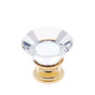 JVJ Hardware - Pure Elegance Collection 24K Gold Plated Finish 30 mm (1-3/16'') Flat Top 31 percent Leaded Crystal Knob, Composition Leaded Crystal and Solid Brass - 24k Gold