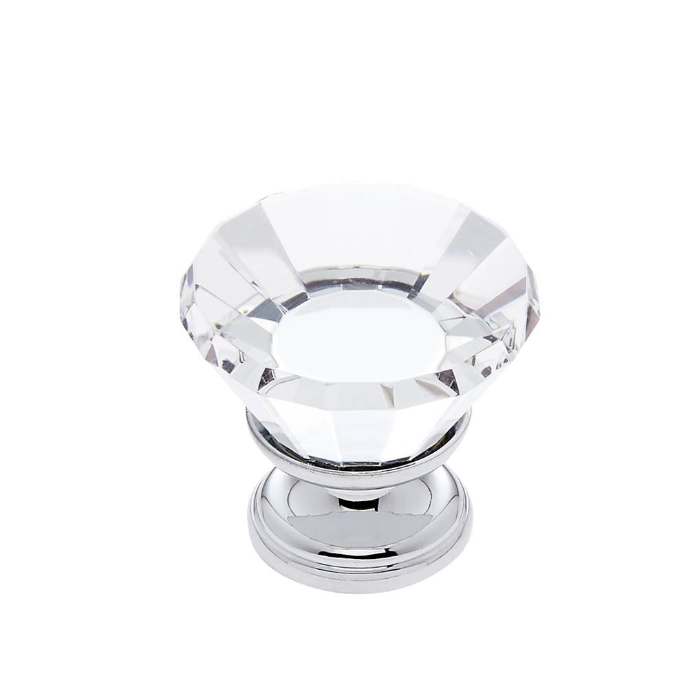 JVJ Hardware - Pure Elegance Collection Polished Chrome Finish 30 mm (1-3/16'') Flat Top 31 percent Leaded Crystal Knob, Composition Leaded Crystal and Solid Brass - Polished Chrome