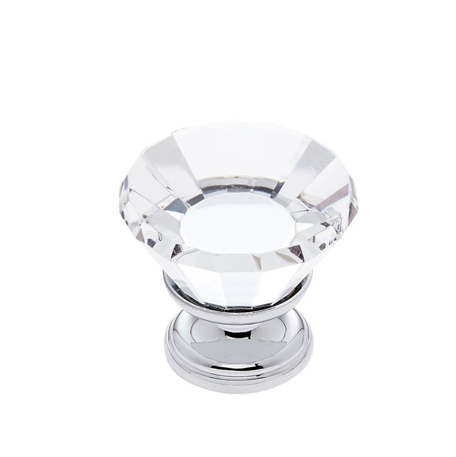 JVJ Hardware - Pure Elegance Collection Polished Chrome Finish 30 mm (1-3/16'') Flat Top 31 percent Leaded Crystal Knob, Composition Leaded Crystal and Solid Brass - Polished Chrome
