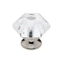 JVJ Hardware - Pure Elegance Collection Polished Nickel Finish 30 mm (1-3/16'') 6 Sided 31 percent Leaded Crystal Knob, Composition Leaded Crystal and Solid Brass - Polished Nickel
