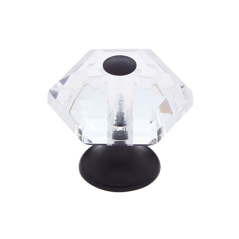 JVJ Hardware - Pure Elegance Collection Oil Rubbed Bronze Finish 30 mm (1-3/16'') 6 Sided 31 percent Leaded Crystal Knob, Composition Leaded Crystal and Solid Brass - Oil Rubbed Bronze