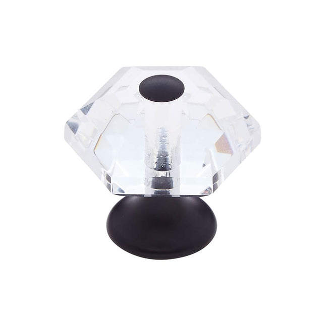JVJ Hardware - Pure Elegance Collection Oil Rubbed Bronze Finish 30 mm (1-3/16'') 6 Sided 31 percent Leaded Crystal Knob, Composition Leaded Crystal and Solid Brass - Oil Rubbed Bronze
