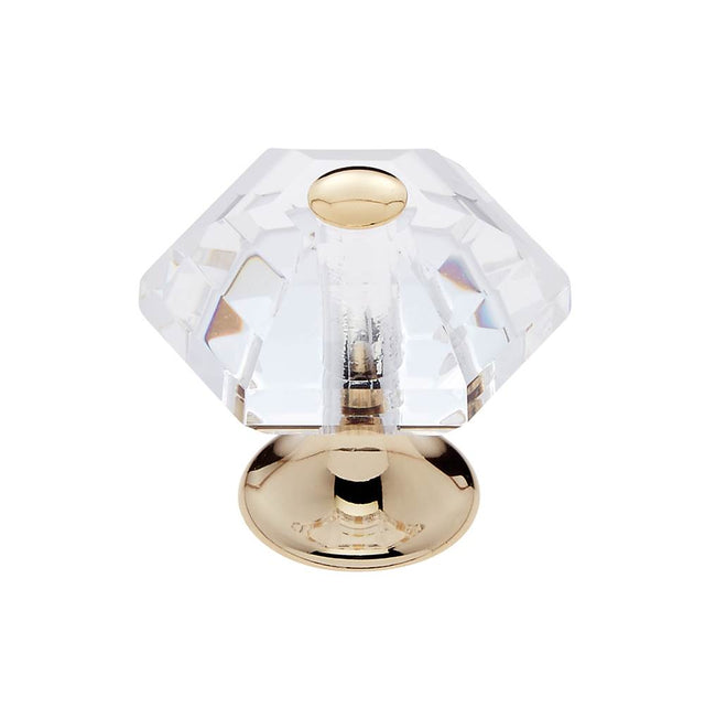 JVJ Hardware - Pure Elegance Collection 24K Gold Plated Finish 30 mm (1-3/16'') 6 Sided 31 percent Leaded Crystal Knob, Composition Leaded Crystal and Solid Brass - 24k Gold