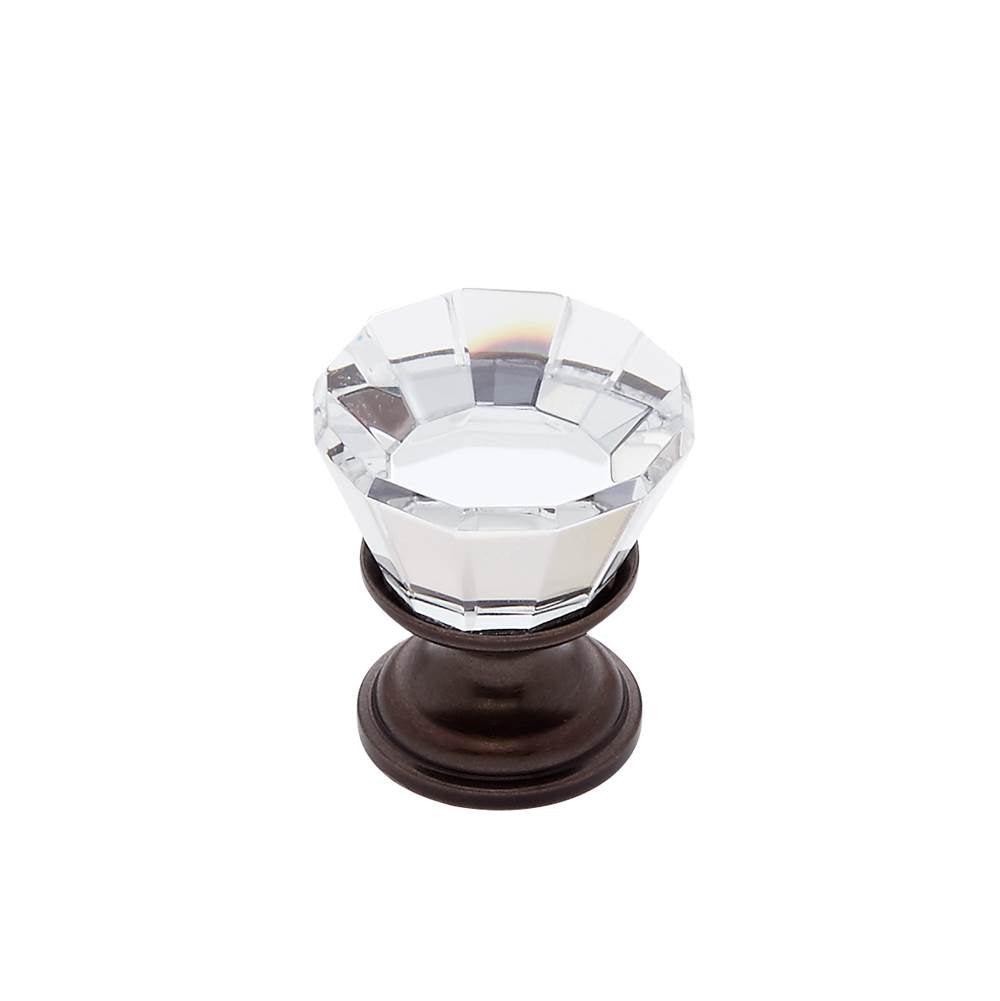 JVJ Hardware - Pure Elegance Collection Old World Bronze Finish 22 mm (7/8'') Flat Top 31 percent Leaded Crystal Knob, Composition Leaded Crystal and Solid Brass - Old World Bronze