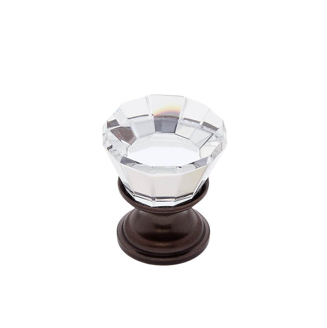 JVJ Hardware - Pure Elegance Collection Old World Bronze Finish 22 mm (7/8'') Flat Top 31 percent Leaded Crystal Knob, Composition Leaded Crystal and Solid Brass - Old World Bronze