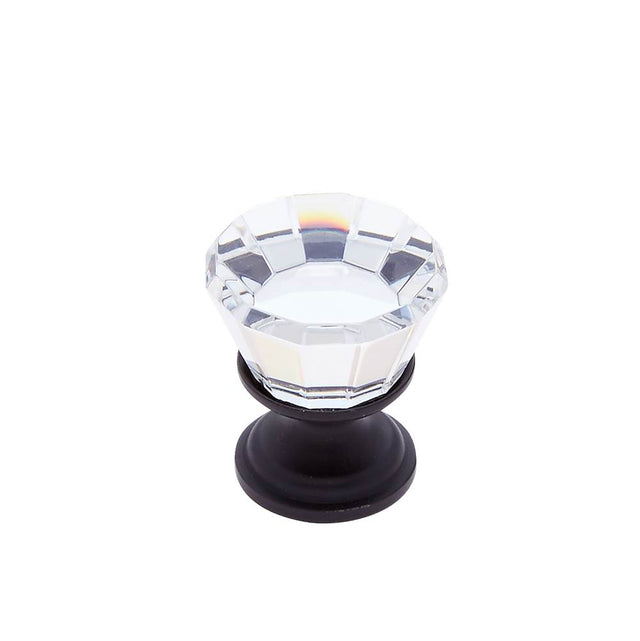 JVJ Hardware - Pure Elegance Collection Oil Rubbed Bronze Finish 22 mm (7/8'') Flat Top Knob, Composition Leaded Crystal and Solid Brass - Oil Rubbed Bronze