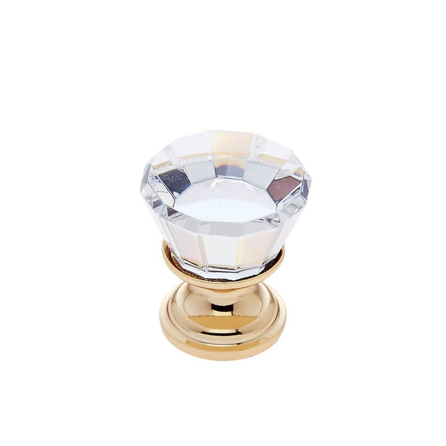JVJ Hardware - Pure Elegance Collection 24K Gold Plated Finish 22 mm (7/8'') Flat Top 31 percent Leaded Crystal Knob, Composition Leaded Crystal and Solid Brass - 24k Gold