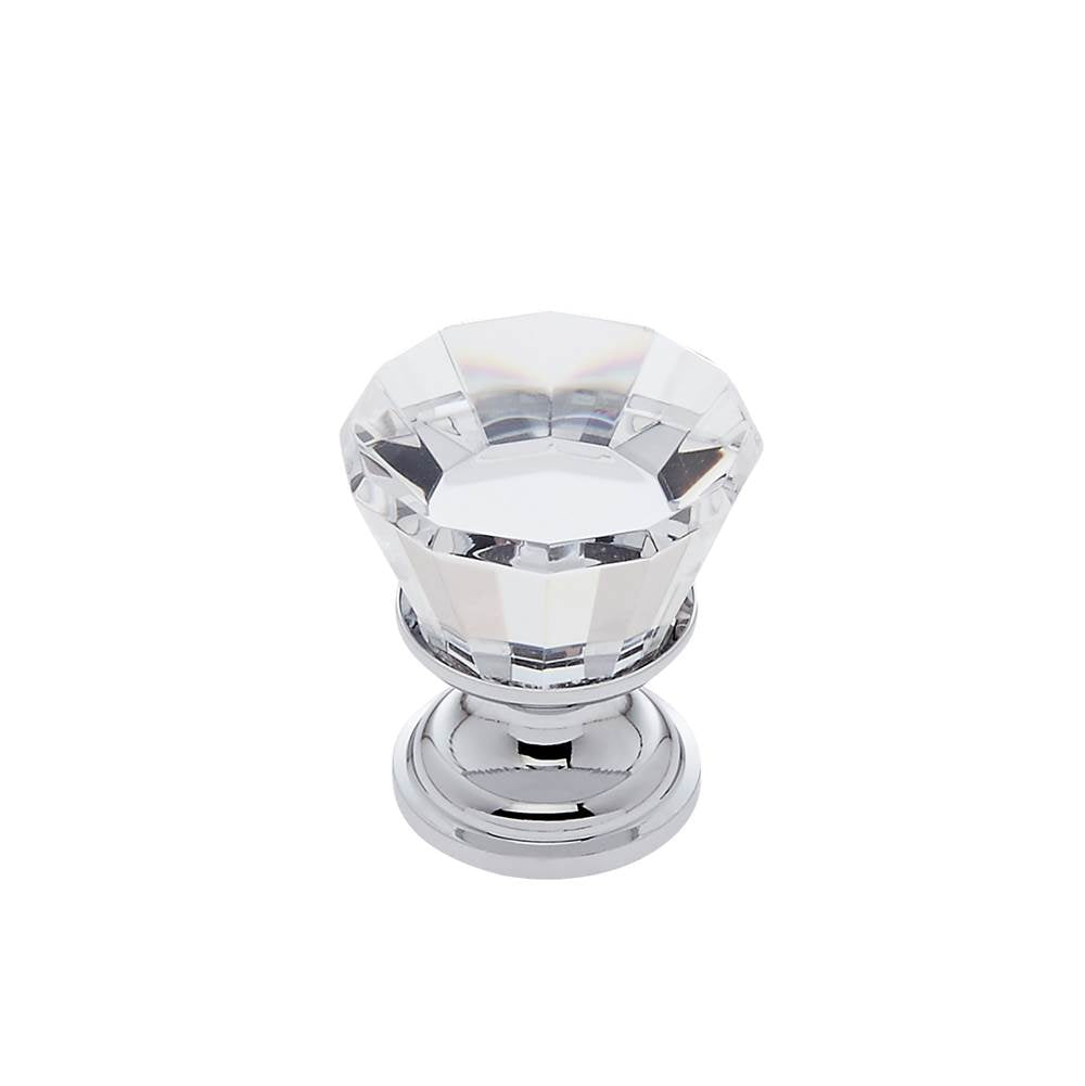 JVJ Hardware - Pure Elegance Collection Polished Chrome Finish 22 mm (7/8'') Flat Top 31 percent Leaded Crystal Knob, Composition Leaded Crystal and Solid Brass - Polished Chrome